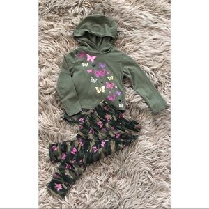 *Baby Girls 2T Butterfly Army Green Outfit*